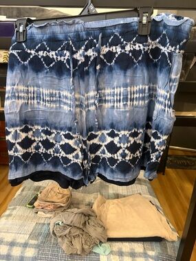 French Laundry Blue and White Tie-Dye Mini Shorts